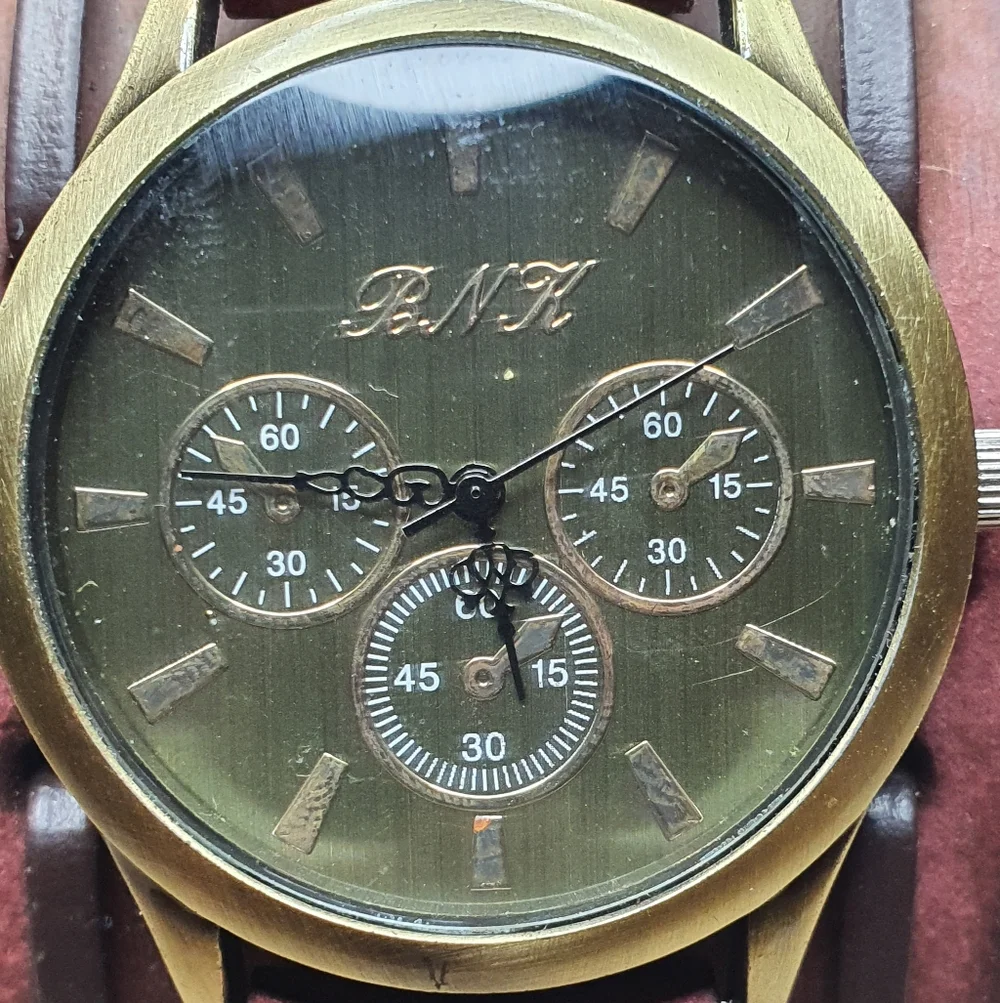 10/$20 BNK Bronze/Goldtone Leather Wideband Men's Watch